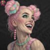 Pink Hair Girl Halftone Design