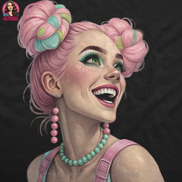Pink Hair Girl Halftone Design