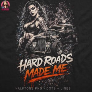 Hot Rod Girl Attitude Halftone Design