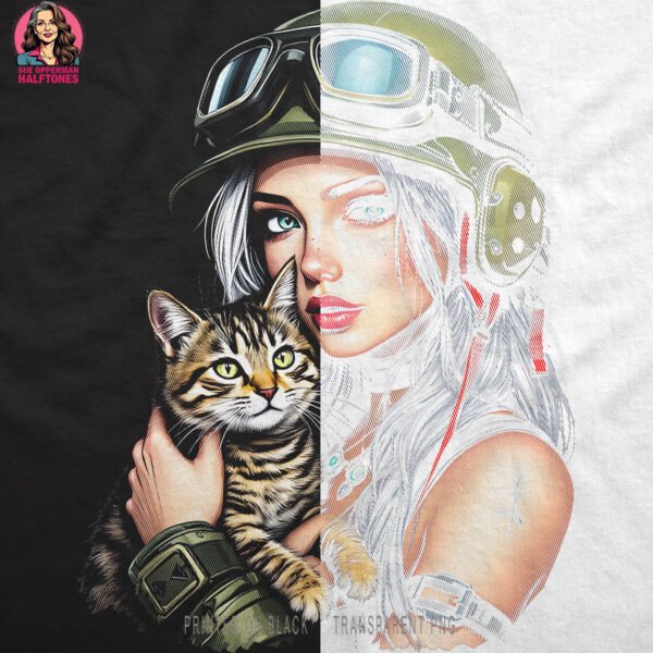 Tactical Kitty Girl Halftone Design