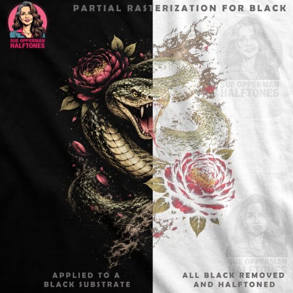 Snake and Roses Halftone Design
