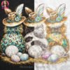Boho Easter Bunnies Halftone Design