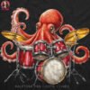 Funky Octopus Drummer Halftone Design
