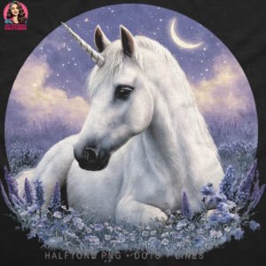 White Unicorn Halftone Design