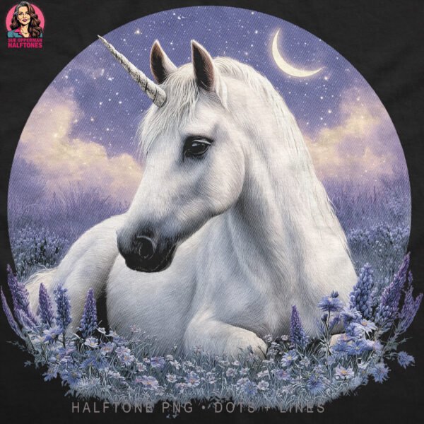 White Unicorn Halftone Design