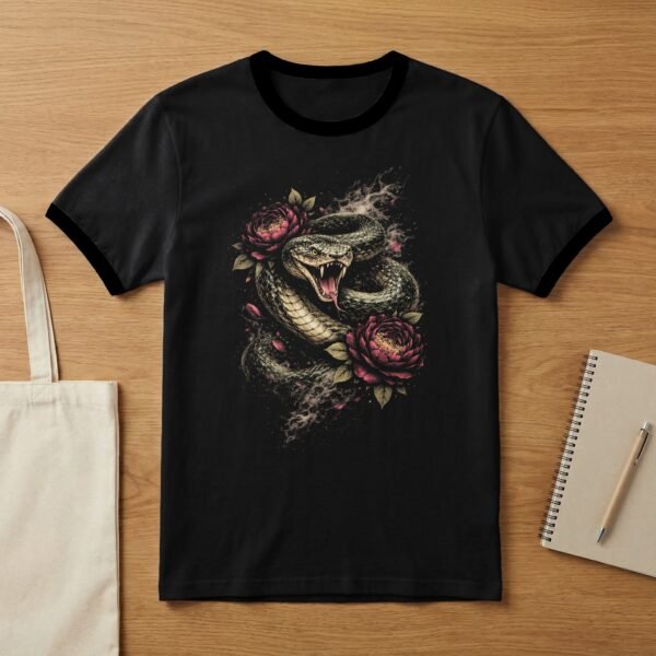 Snake and Roses Halftone Design
