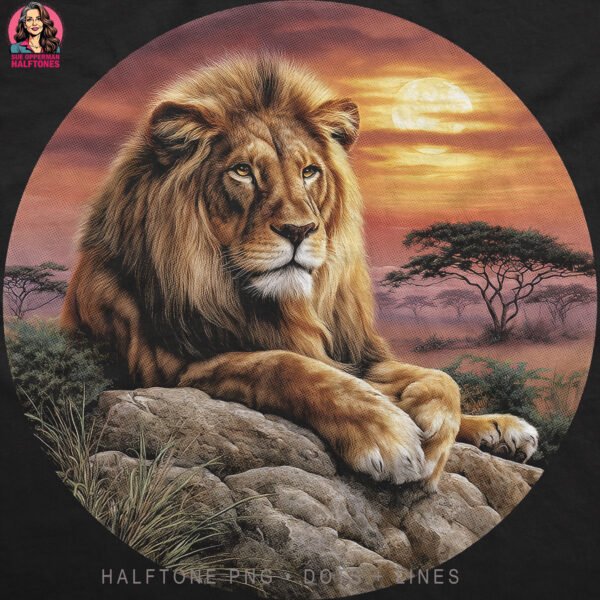 Majestic Lion Halftone Design