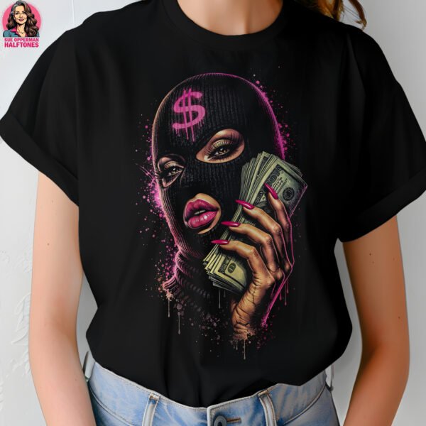 Pink Dollar Woman Halftone Design