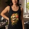 Skull and Flowers Halftone Design