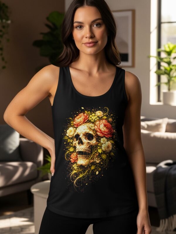 Skull and Flowers Halftone Design
