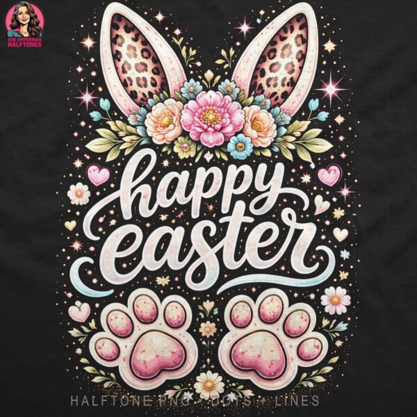 Happy Easter Bunny Ears Halftone Design