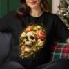 Skull and Flowers Halftone Design