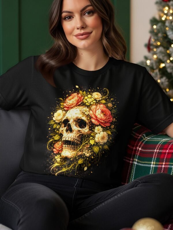 Skull and Flowers Halftone Design