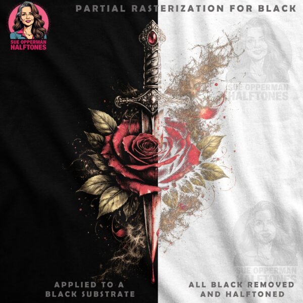 Gothic Rose Sword Halftone Design