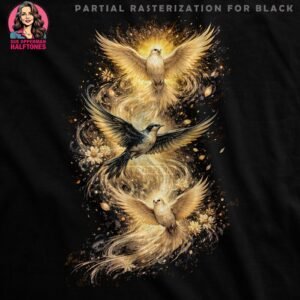 Golden Birds Halftone Design
