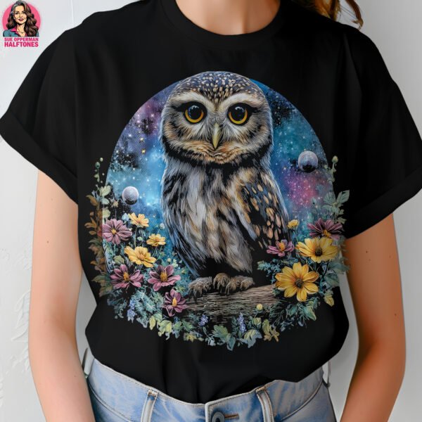 Floral Owl Halftone Design