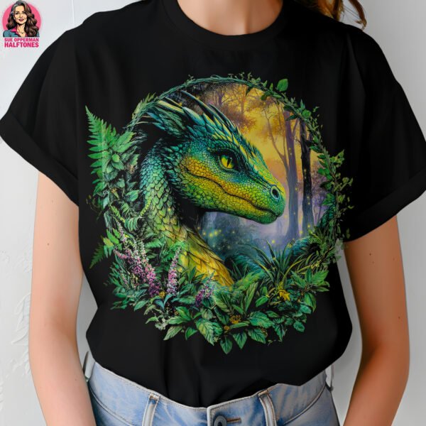 Green Forest Dragon Halftone Design