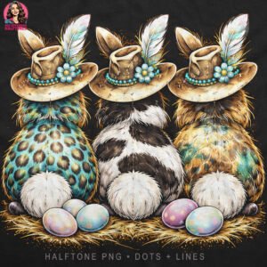 Boho Easter Bunnies Halftone Design