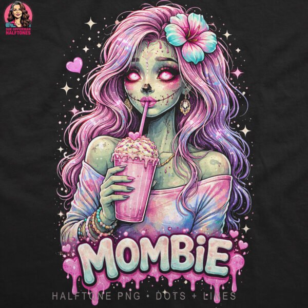 Mombie Zombie Halftone Design