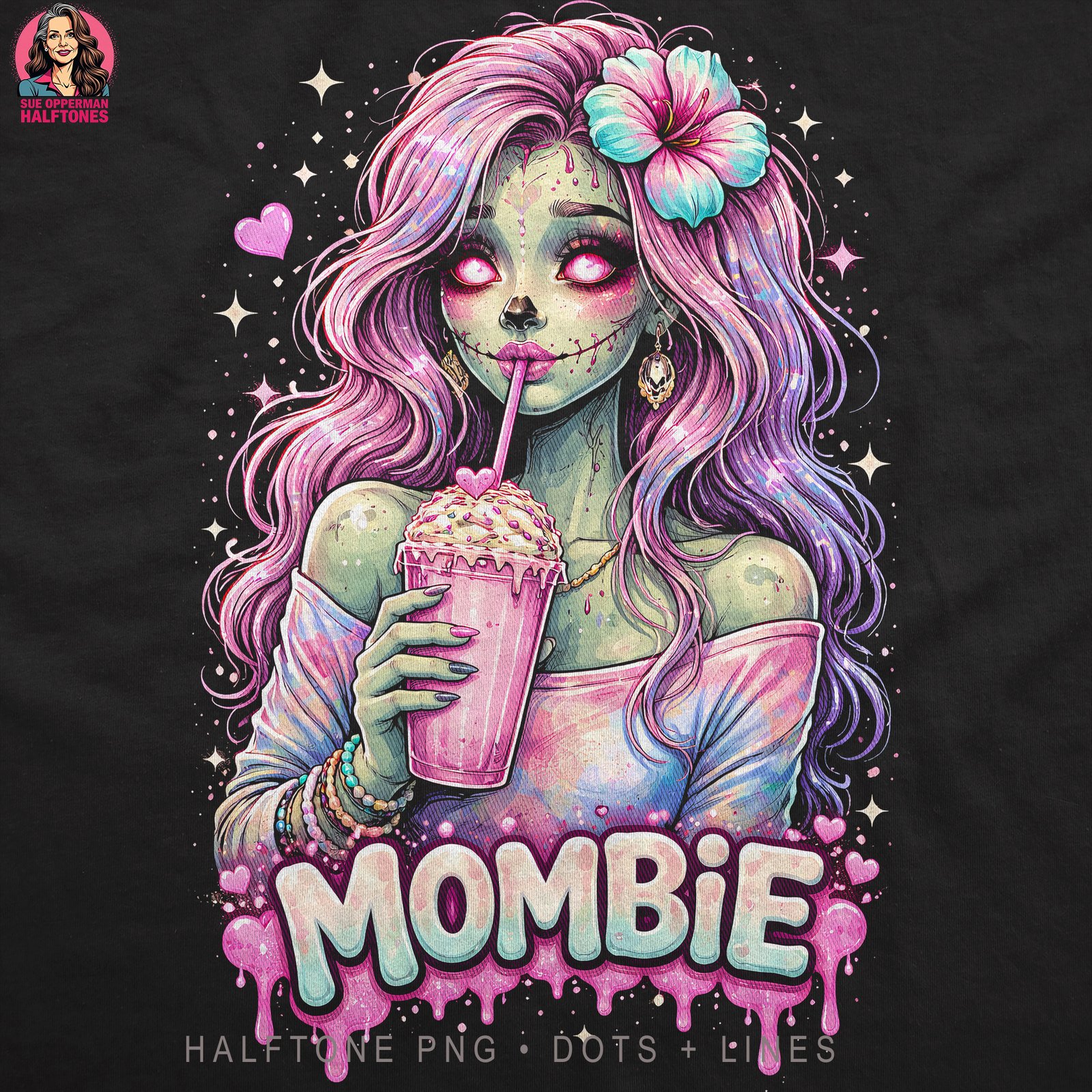 Mombie Zombie Halftone Design