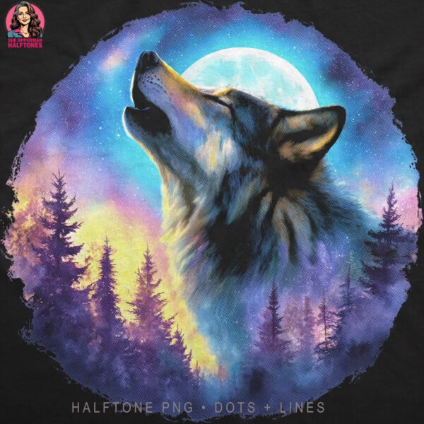 Wolf Moon Halftone Design