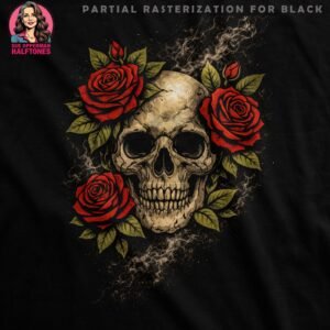 Skull and Roses Halftone Design