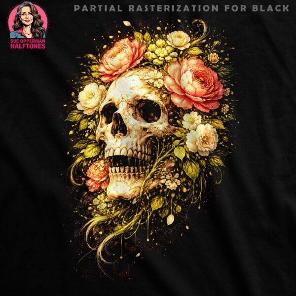 Skull and Flowers Halftone Design