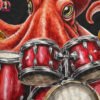 Funky Octopus Drummer Halftone Design