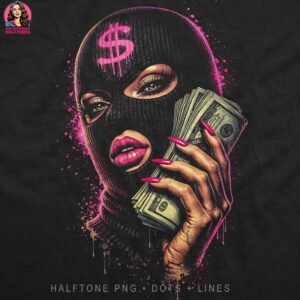 Pink Dollar Woman Halftone Design