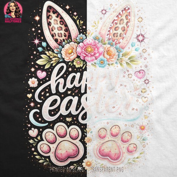 Happy Easter Bunny Ears Halftone Design