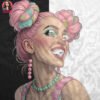 Pink Hair Girl Halftone Design