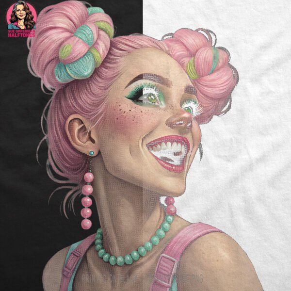 Pink Hair Girl Halftone Design