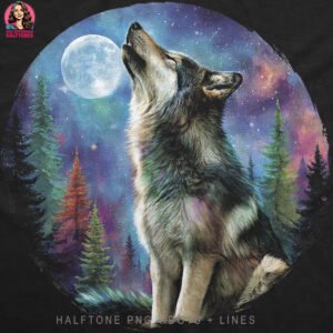 Howling Wolf Halftone Design