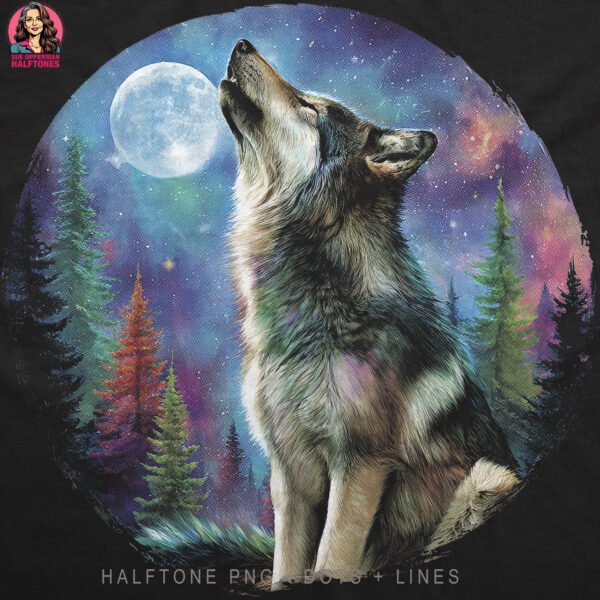 Howling Wolf Halftone Design