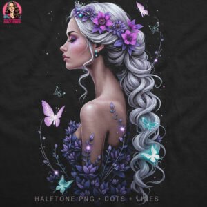 Fantasy Portrait Lady Halftone Design