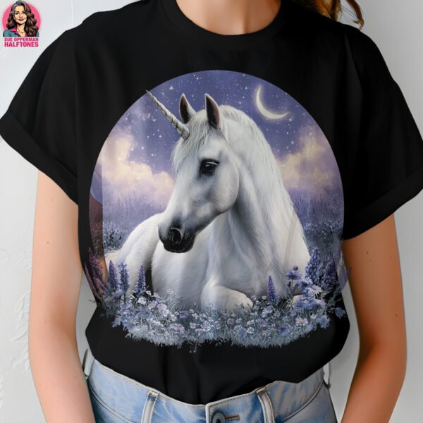 White Unicorn Halftone Design