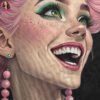 Pink Hair Girl Halftone Design