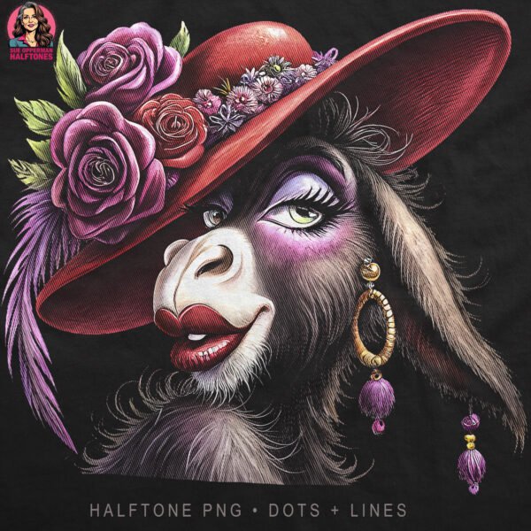 Glamorous Donkey Halftone Design