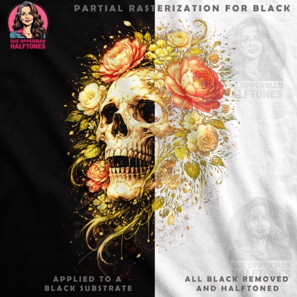 Skull and Flowers Halftone Design