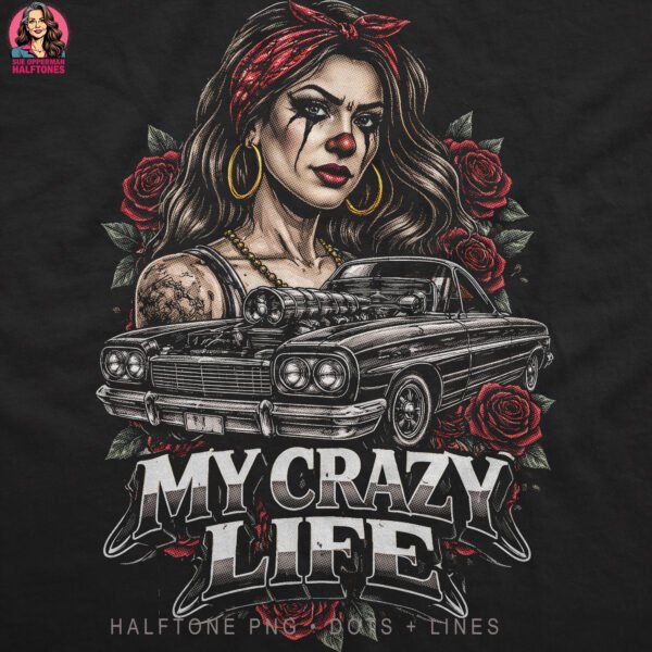 My Crazy Life Halftone Design