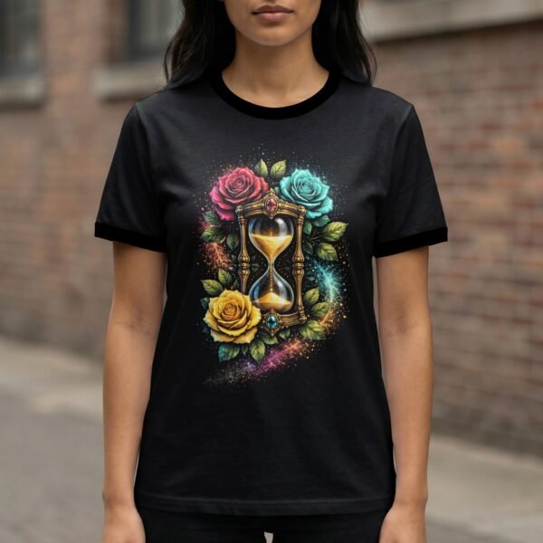 Golden Hourglass Roses Halftone Design
