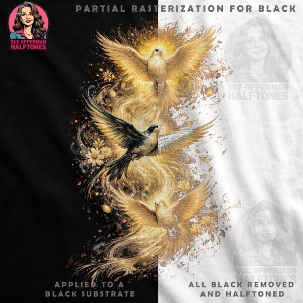Golden Birds Halftone Design