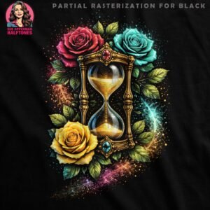 Golden Hourglass Roses Halftone Design