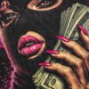 Pink Dollar Woman Halftone Design
