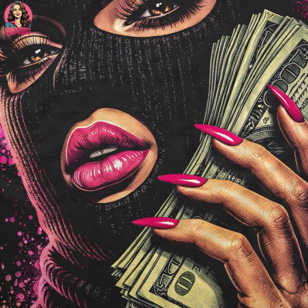 Pink Dollar Woman Halftone Design