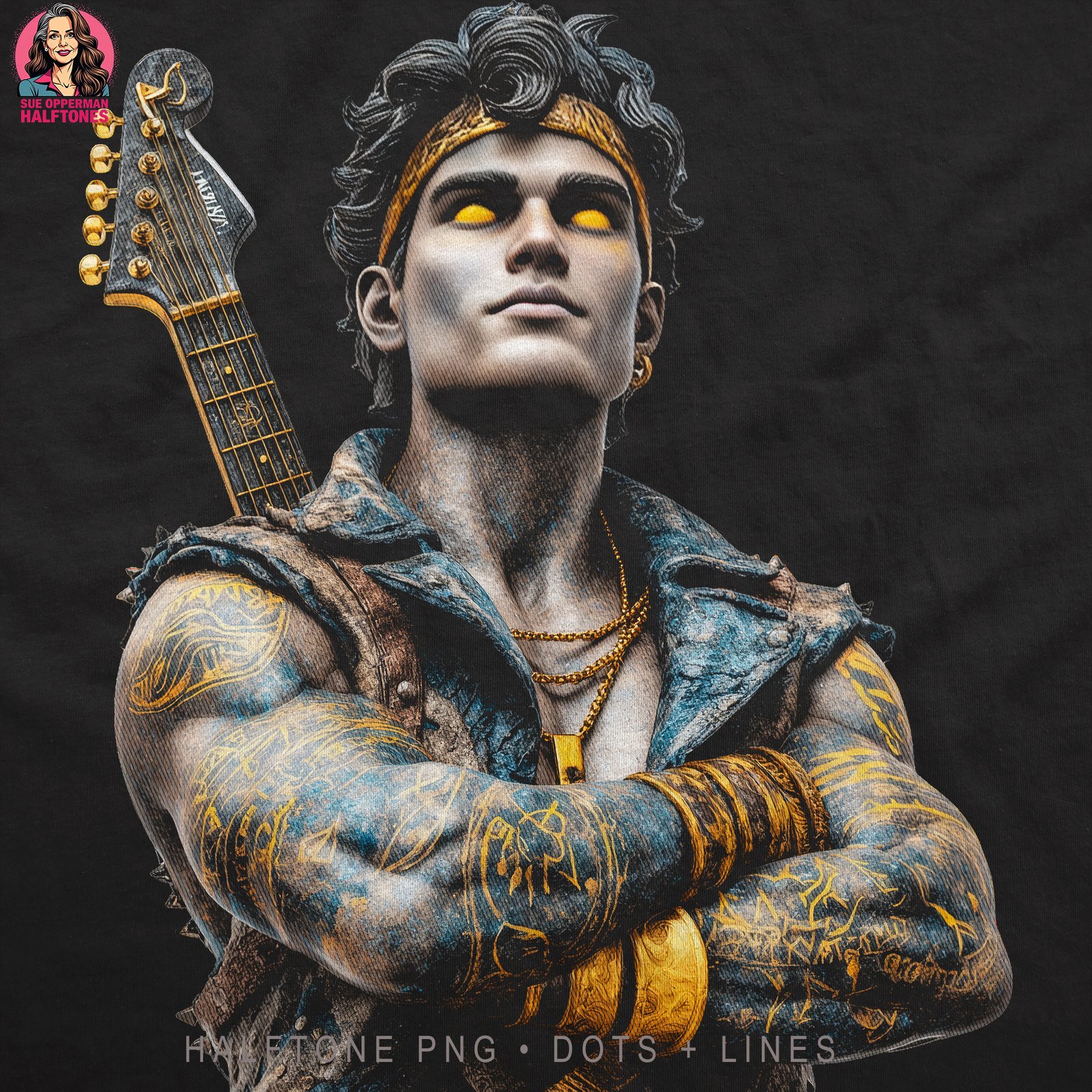 Warrior Rocker Halftone Design
