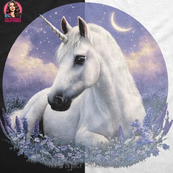 White Unicorn Halftone Design