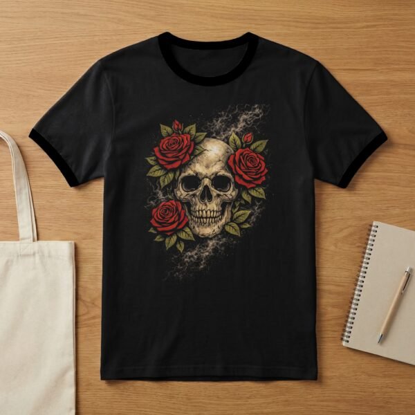 Skull and Roses Halftone Design