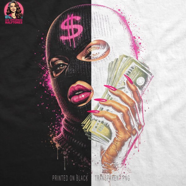 Pink Dollar Woman Halftone Design