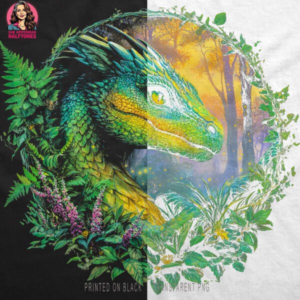 Green Forest Dragon Halftone Design